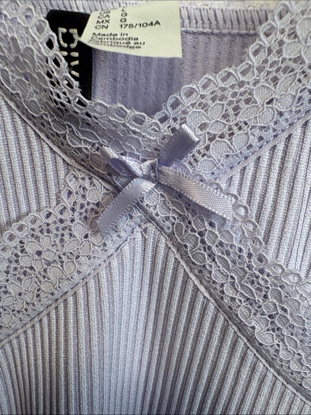 Divided Lavender Ribbed Lace-Trim Slip - Picture 5 of 10